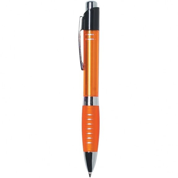 Orange Striped Comfort Grip Promotional Pen - Colored