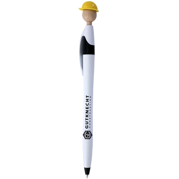 White Smilez Construction Worker Custom Pens - Barrel Imprint
