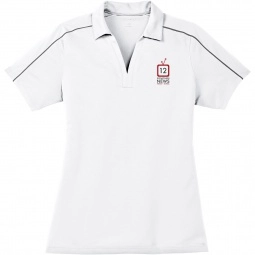 White/Iron Grey Sport-Tek Micropique Piped Custom Polo Shirts - Women's