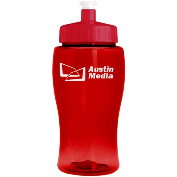 Translucent Red Contour Push/Pull Promotional Water Bottle - 18 oz.