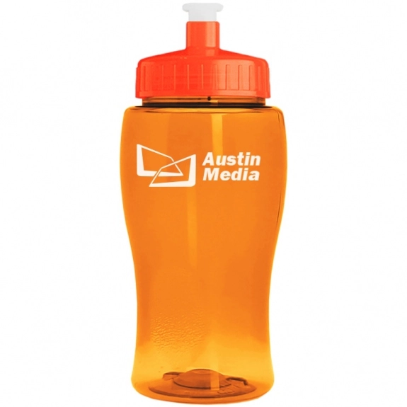 Translucent Orange Contour Push/Pull Promotional Water Bottle - 18 oz.