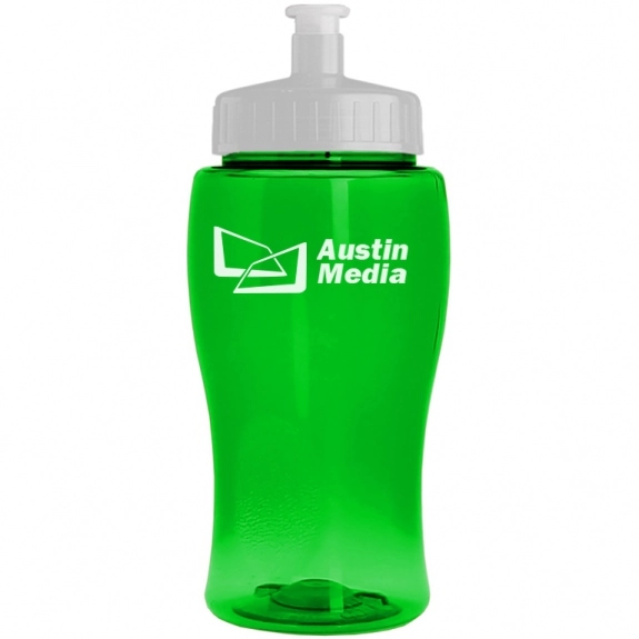 Translucent Green Contour Push/Pull Promotional Water Bottle - 18 oz.