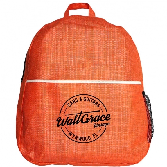 Orange - Textured Non-Woven Promotional Backpack - 14"w x 17"h x 4.5"d