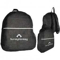 Black - Textured Non-Woven Promotional Backpack - 14"w x 17"h x 4.5"d