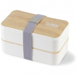 White - Woodtone Bento Custom Lunch Box w/ Utensils
