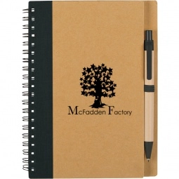 Natural/Black Recycled Custom Spiral Notebook with Matching Pen
