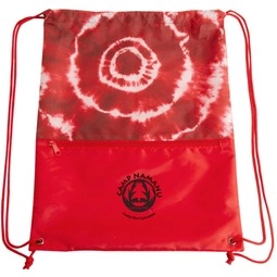 Red Tie Dye Custom Drawstring Bag - 14"w x 18"h