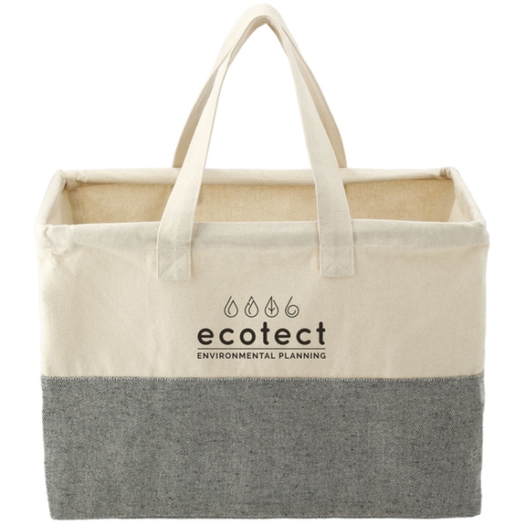 Gray / Natural Recycled Cotton Branded Utility Tote - 16"w x 12"h x 8.5"d