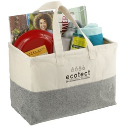 In Use Recycled Cotton Branded Utility Tote - 16"w x 12"h x 8.5"d