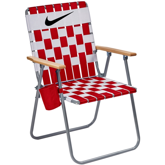 Red Retro Webbing Custom Folding Chair