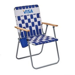 Royal Blue Retro Webbing Custom Folding Chair