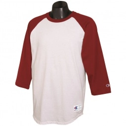 White/Scarlet Tagless Raglan Baseball Custom T-Shirt by Champion