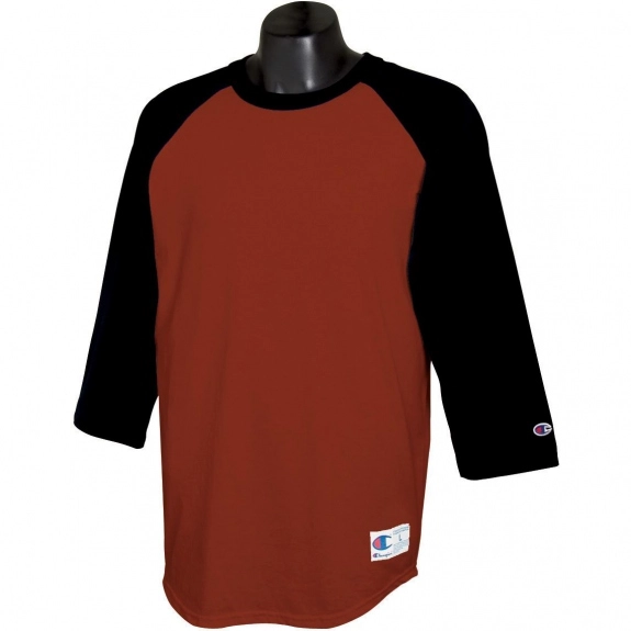 Scarlet/Black Tagless Raglan Baseball Custom T-Shirt by Champion