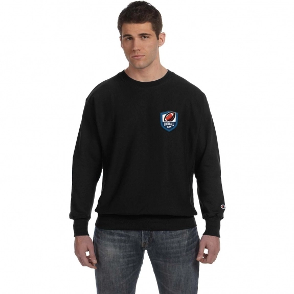 Black Reverse Weave Crewneck Custom Sweatshirt by Champion