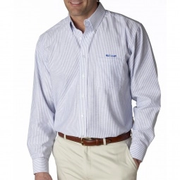 Blue/White UltraClub Wrinkle-Free Long-Sleeve Oxford Custom Shirt