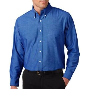 French Blue UltraClub Wrinkle-Free Long-Sleeve Oxford Custom Shirt - Colors