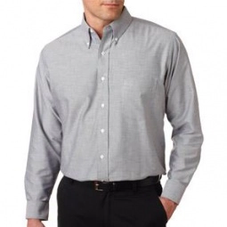 Charcoal UltraClub Wrinkle-Free Long-Sleeve Oxford Custom Shirt - Colors