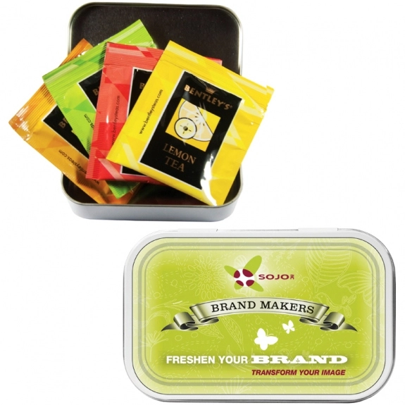 Silver Full Color Compact Promotional Tea Bag Tin