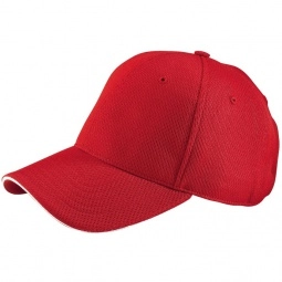 Red/White 6-Panel Athletic Unstructured Embroidered Promotional Cap