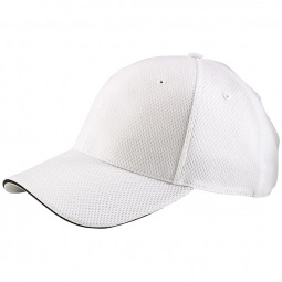 White/Black 6-Panel Athletic Unstructured Embroidered Promotional Cap