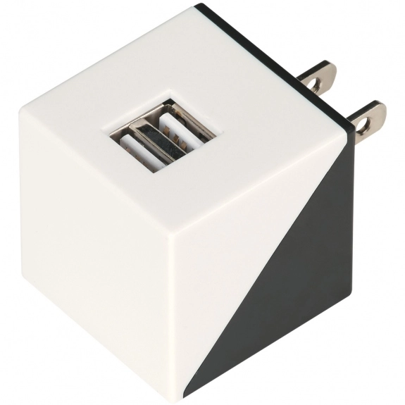Black/White 2-Port Folding USB Custom Wall Charger