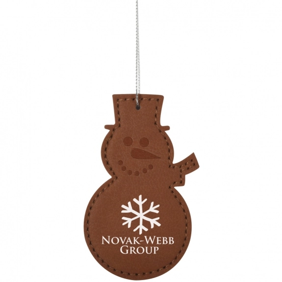 Brown - Leatherette Promotional Ornament - Snowman 