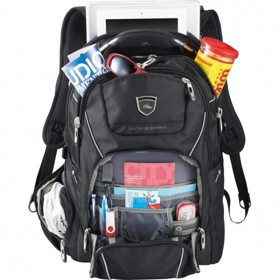 Pockets High Sierra Elite Fly-By Logo Computer Backpack - 17"
