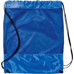 Reflex Blue Mesh Promotional Drawstring Backpack - Cinch Up