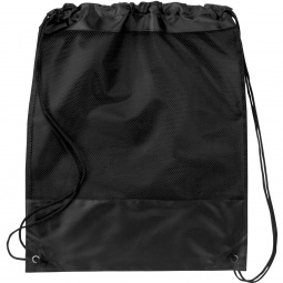 Black Mesh Promotional Drawstring Backpack - Cinch Up