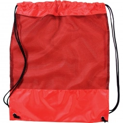 Red Mesh Promotional Drawstring Backpack - Cinch Up