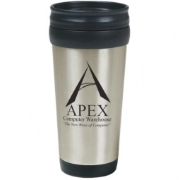 Stainless Steel Promotional Tumbler w/ Spill Prevention Lid - 16 oz.