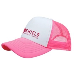 Neon Pink/White Cotton/Mesh Snapback Promotional Trucker Cap