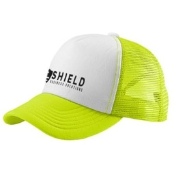 Neon Yellow/White Cotton/Mesh Snapback Promotional Trucker Cap