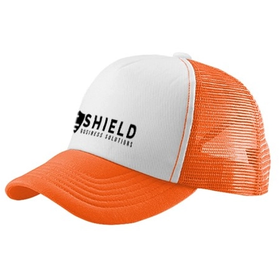 Orange/White Cotton/Mesh Snapback Promotional Trucker Cap