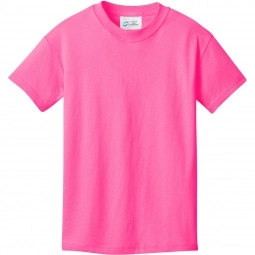 Neon Pink Port & Company Budget Custom T-Shirt - Youth - Colors