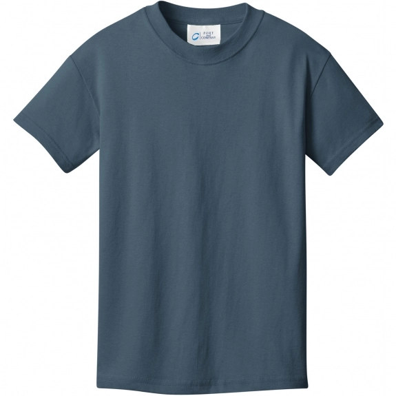 Steel Blue Port & Company Budget Custom T-Shirt - Youth - Colors