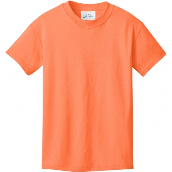 Neon Orange Port & Company Budget Custom T-Shirt - Youth - Colors