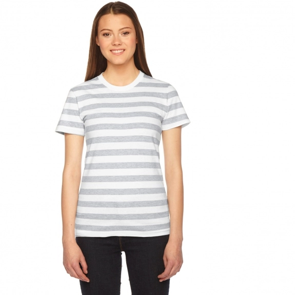 Heather Grey White Stripe Fine Jersey Customized T-Shirts by Amer. Apparel