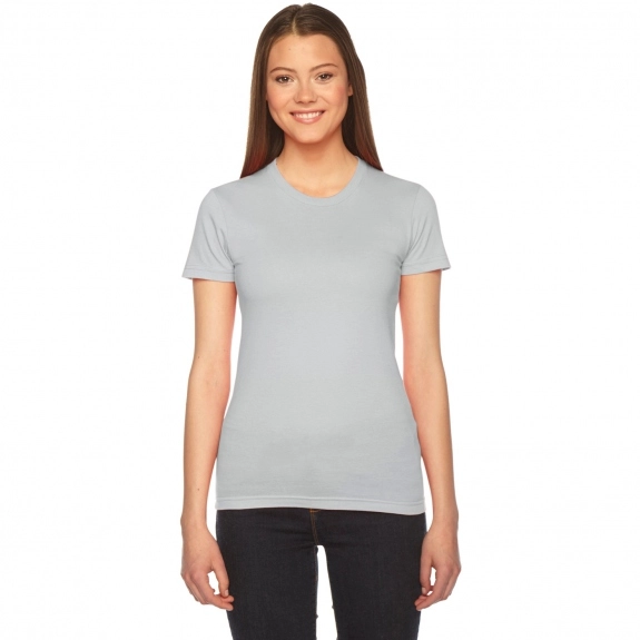 New Silver Fine Jersey Customized T-Shirts by American Apparel - Women's