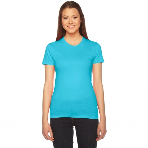 Turquoise Fine Jersey Customized T-Shirts by American Apparel - Women's