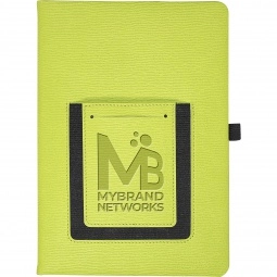 Lime Green - Textured Faux Leather Custom Journal w/ Phone Pocket