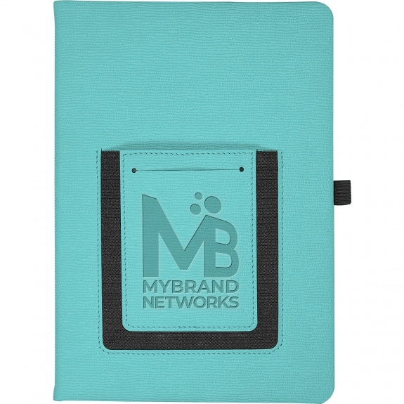 Tea - Textured Faux Leather Custom Journal w/ Phone Pocket - 5.63"w x 8.5"h