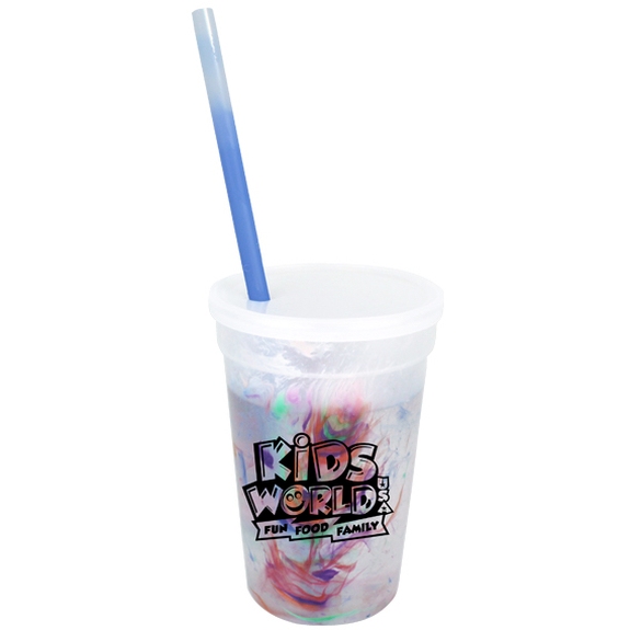 Frosted to blue - Mood Color Changing Custom Rainbow Confetti Cup - 17 oz.