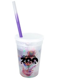 Frosted to purple - Mood Color Changing Custom Rainbow Confetti Cup - 17 oz