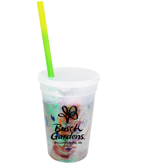 Yellow to green - Mood Color Changing Custom Rainbow Confetti Cup - 17 oz.