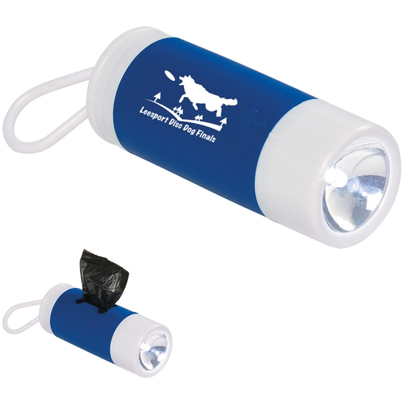 Blue - Custom Logo Dog Waste Bag Dispenser w/ Flashlight