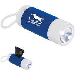 Blue - Custom Logo Dog Waste Bag Dispenser w/ Flashlight