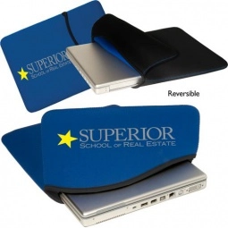 Blue Reversible Neoprene Custom Imprinted Laptop Sleeve - 15"