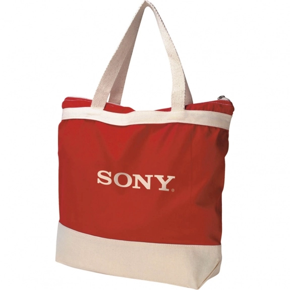 Red Two-Tone Canvas Custom Tote - 16.75"w x 12.75"h x 5"d