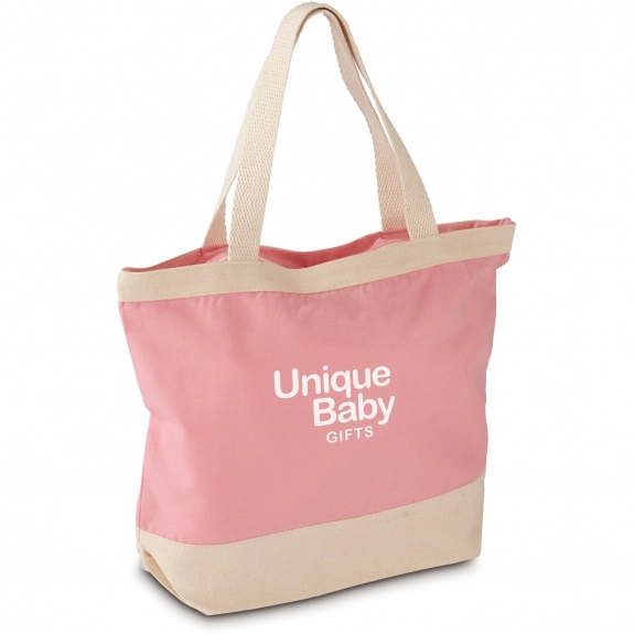 Pink Two-Tone Canvas Custom Tote - 16.75"w x 12.75"h x 5"d